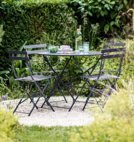 OUTDOOR FURNITURE | LARGE RIVE DROITE STEEL BISTRO SET | CARBON