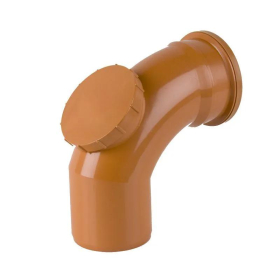BRETT UNDERGROUND DRAIN PIPE ACCESS 97.5 DEG. BEND WITH BOLT ON COVER - 110mm