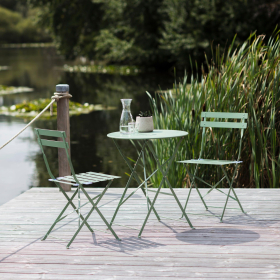 OUTDOOR FURNITURE | SMALL RIVE DROITE STEEL BISTRO SET | CHALK