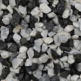 BLACK ICE (BLACK/WHITE MIX) - PREMIUM DECORATIVE AGGREGATE - 20mm - SMALL BAG    (PRE-PACKED BAG)